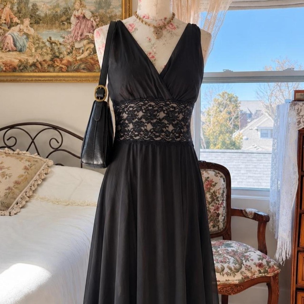 Black midi fairy dress  Semi formal black lace detail y2k cocktail dress